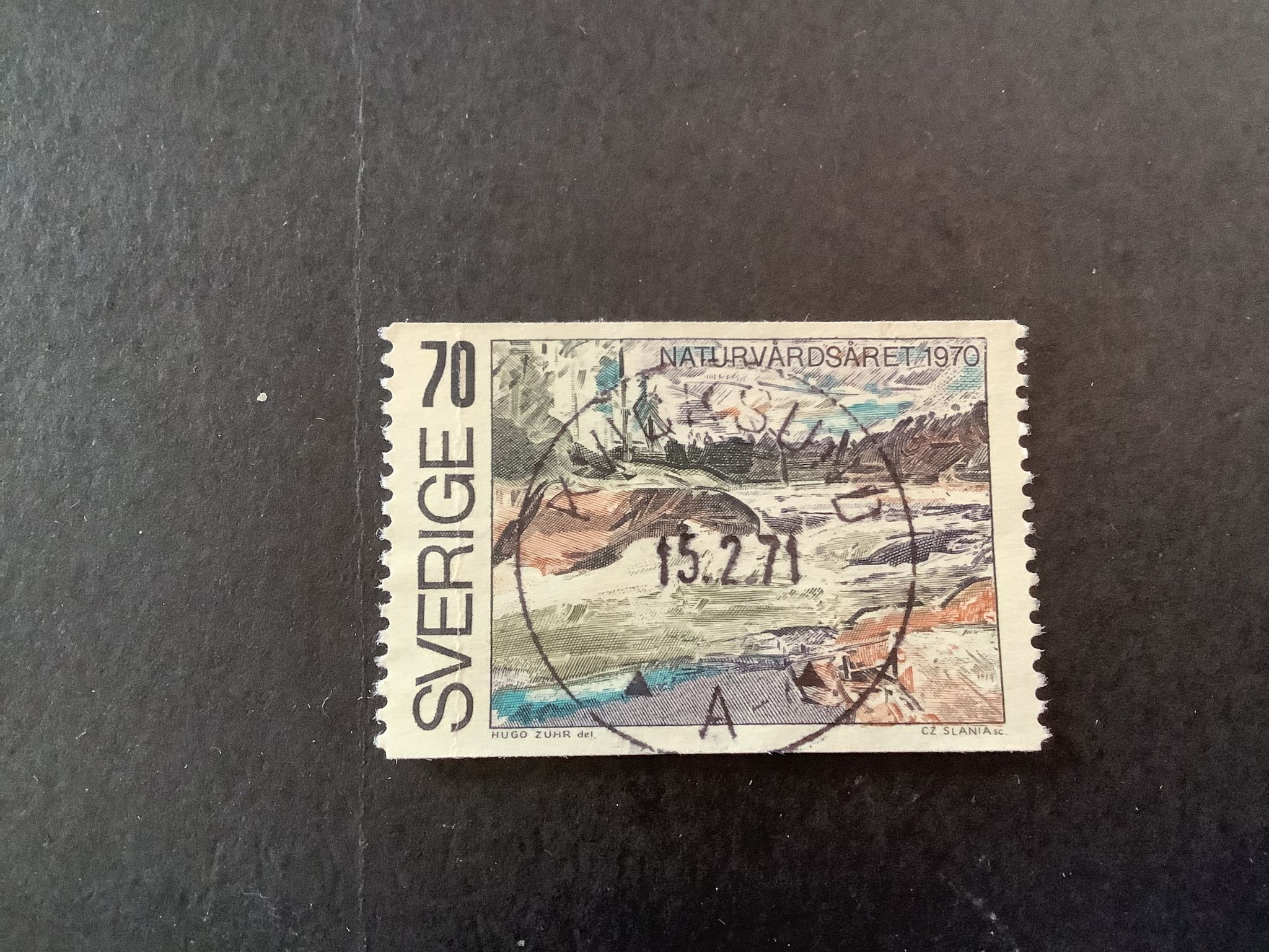 Naturvårdsåret 1970 facit nr 694 lyxstämplat KVICKSUND
