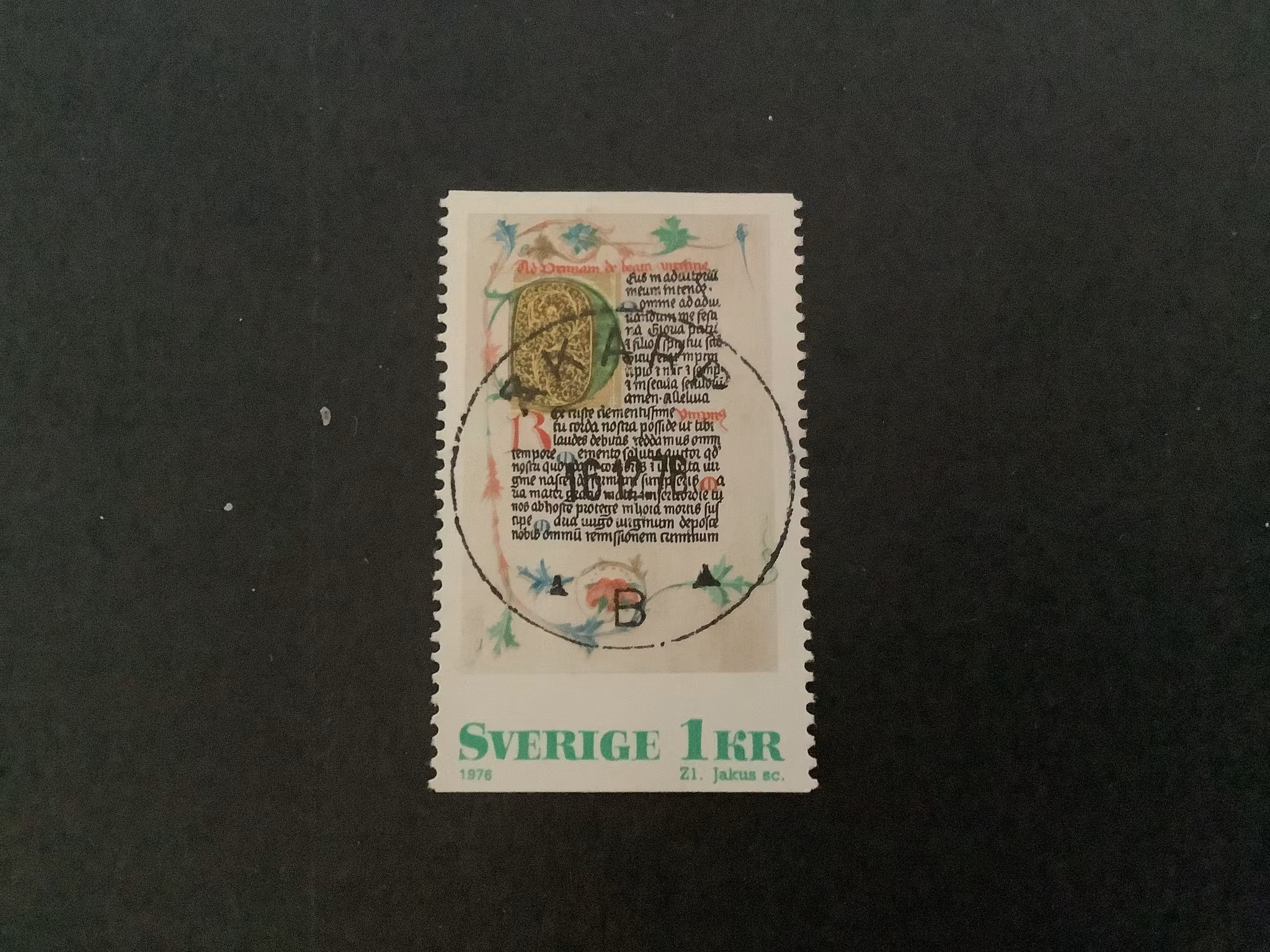 Medeltida bokmåleri facit nr 986 lyxstämplat ÅKARP