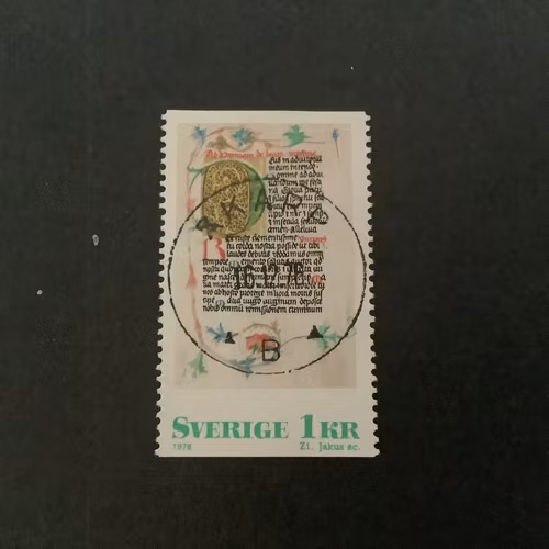 Medeltida bokmåleri facit nr 986 lyxstämplat ÅKARP