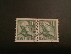 Gustaf V profil höger facit nr 274 A praktstämplat 2- sidigt par BROTTBY