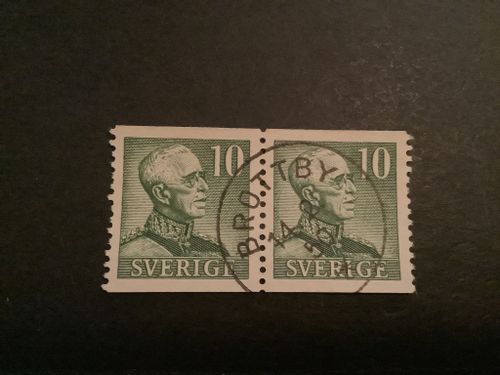 Gustaf V profil höger facit nr 274 A praktstämplat 2- sidigt par BROTTBY