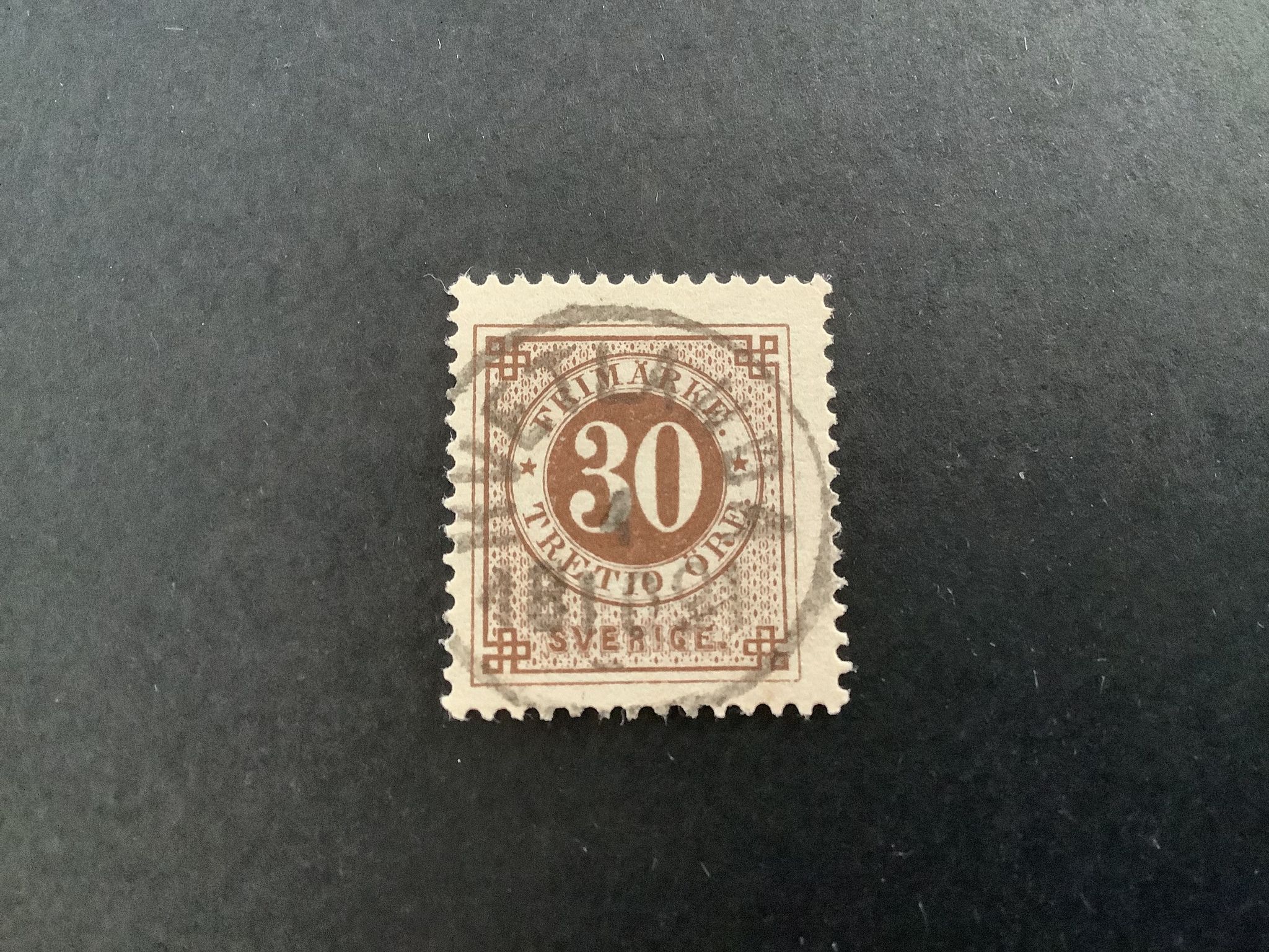 Ringtyp med posthorn facit nr 47 lyxstämplat HVETLANDA