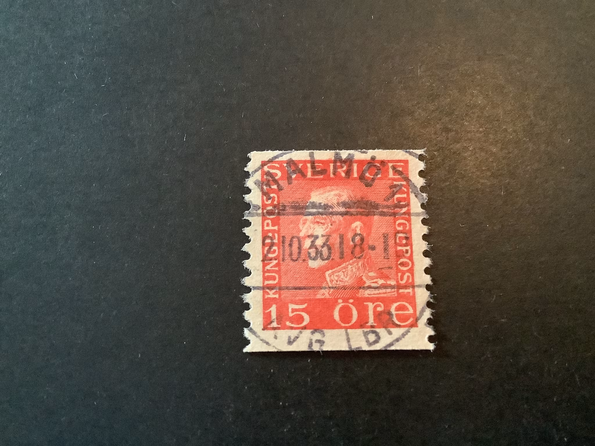 Gustaf V profil vänster facit nr 177 A lyxstämplat MALMÖ 1