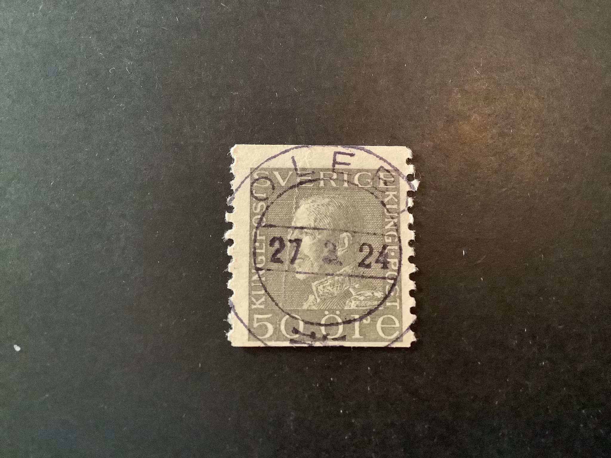 Gustaf V profil vänster facit nr 192 lyxstämplat OLEBY