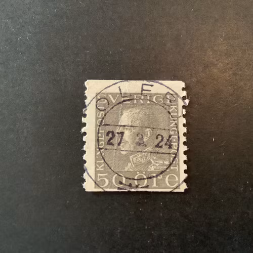 Gustaf V profil vänster facit nr 192 lyxstämplat OLEBY