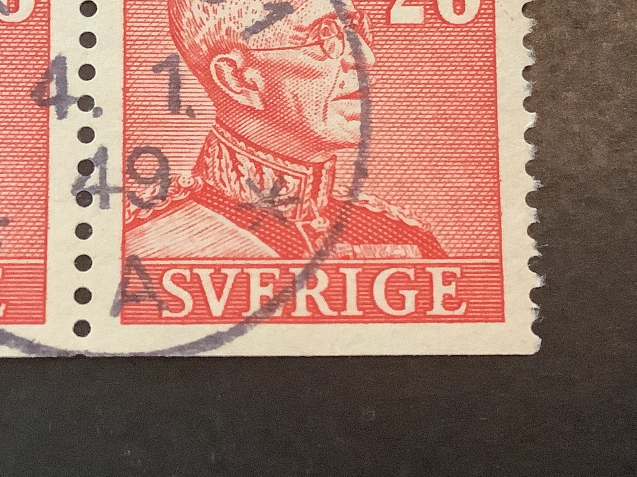 Gustaf V profil höger lyxstämplat 2+2-sidigt par PKP 131