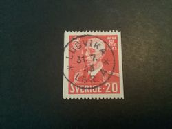 Gustaf V 85 år facit nr 344 A lyxstämplat LUDVIKA*LBR*