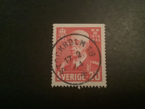 Gustaf V 85 år facit nr 344 B1 praktstämplat STOCKHOLM 18
