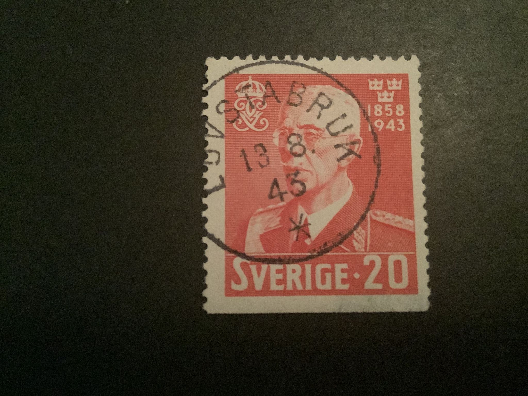 Gustaf V 85 år facit nr 344 B2 praktstämplat LÖVSTABRUK