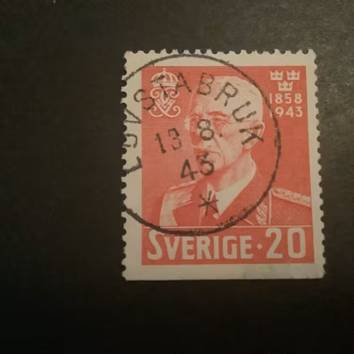 Gustaf V 85 år facit nr 344 B2 praktstämplat LÖVSTABRUK