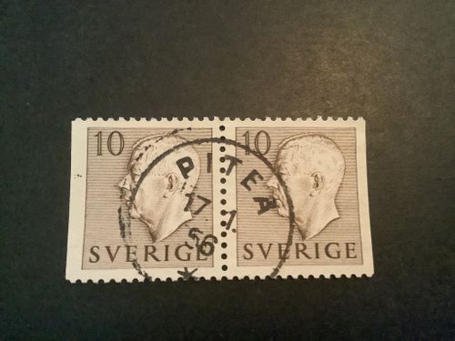 Gustaf VI Adolf typ I facit nr 400 BB praktstämplat par  PITEÅ