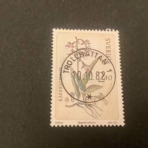 Vilda orkideer facit nr 1223 lyxstämplat TROLLHÄTTAN 1