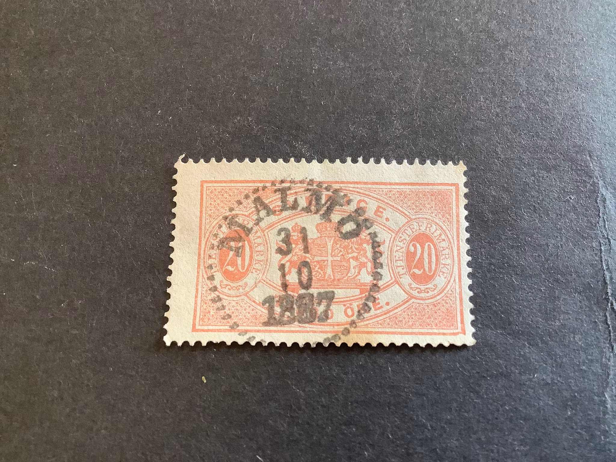 Tjänstefrimärke TJ 18 lyxstämplat MALMÖ