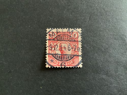 Gustaf V i medaljong facit nr 82 lyxstämplat MALMÖ
