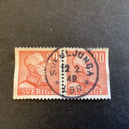 Gustaf VI Adolf profil höger facit nr 276 BB praktstämplat par SVENLJUNGA *LBR*