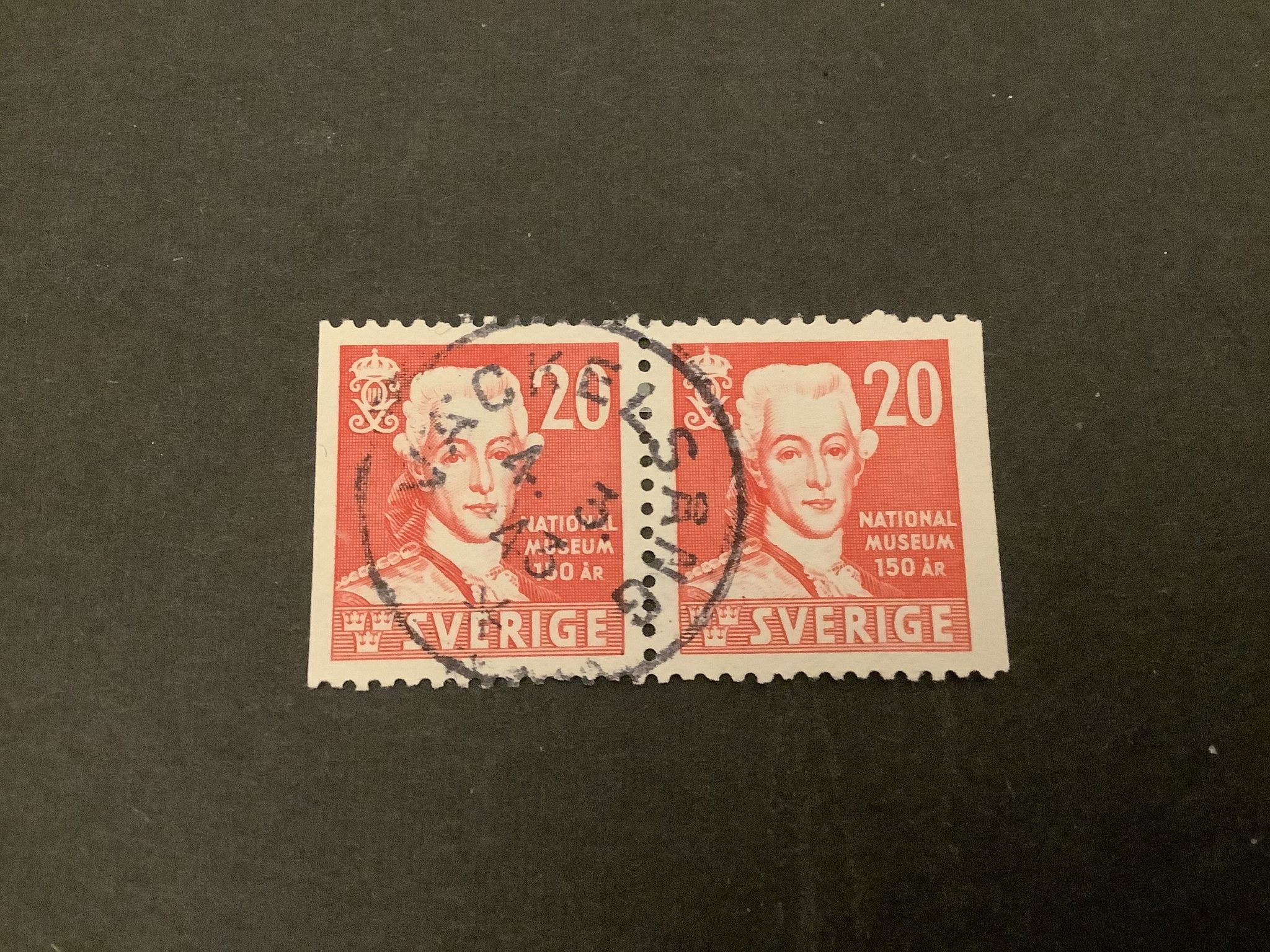 Natonalmuseum 150 år facit nr 338 BB praktstämplat par VÄCKELSÅNG