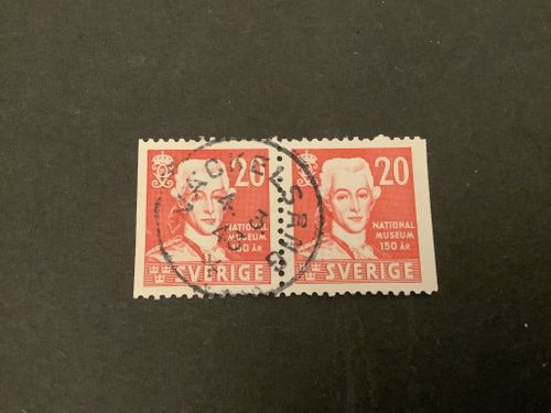 Natonalmuseum 150 år facit nr 338 BB praktstämplat par VÄCKELSÅNG
