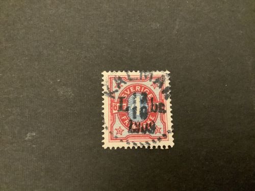 Tvåfärgad siffertyp facit nr 64 praktstämplat KALMAR*LBR*