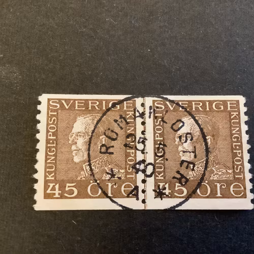 Gustaf V profil vänster facit nr 191  praktstämplat par ROMA KLOSTER
