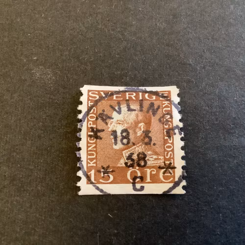 Gustaf V profil vänster facit nr 178 A lyxstämplat KÄVLINGE