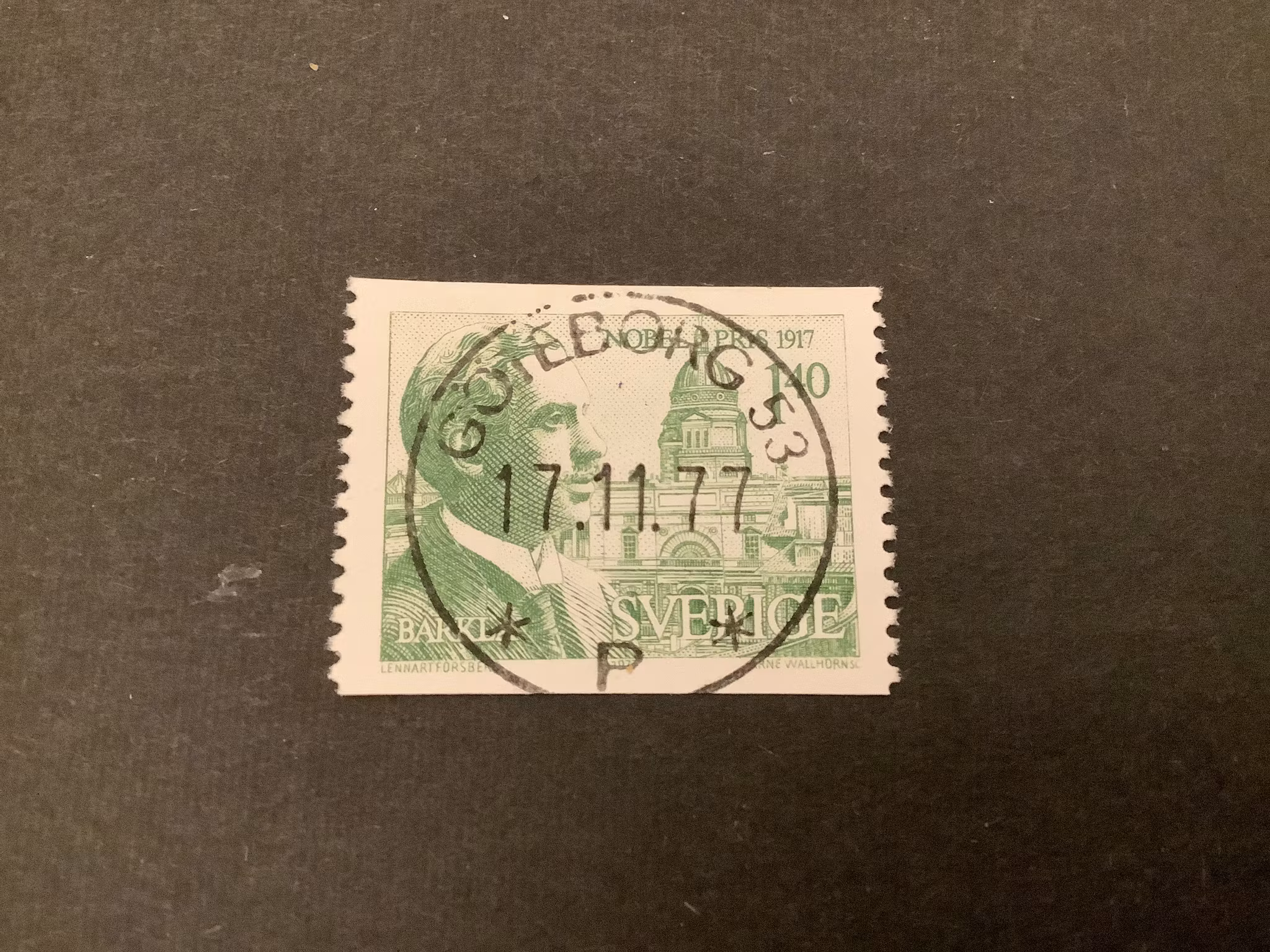 Nobelpris 1917 facit nr 1028 lyxstämplat GÖTEBORG 53