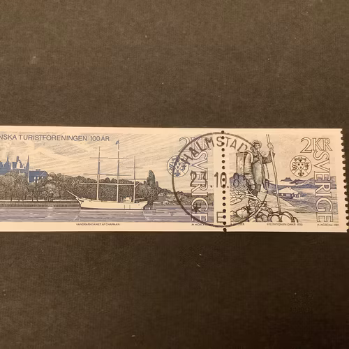 Svenska Turistföreningen facit nr 1358 SX2 lyxstämplat par HALMSTAD 9