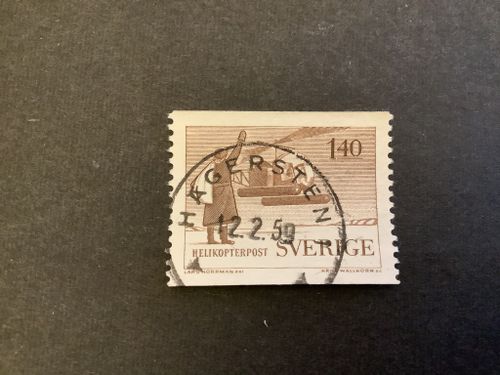 Sjö och helikopterpost facit nr 489 praktstämplat HÄGERSTEN 1