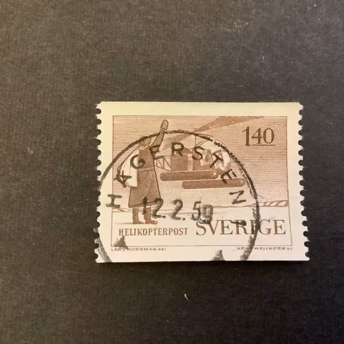 Sjö och helikopterpost facit nr 489 praktstämplat HÄGERSTEN 1