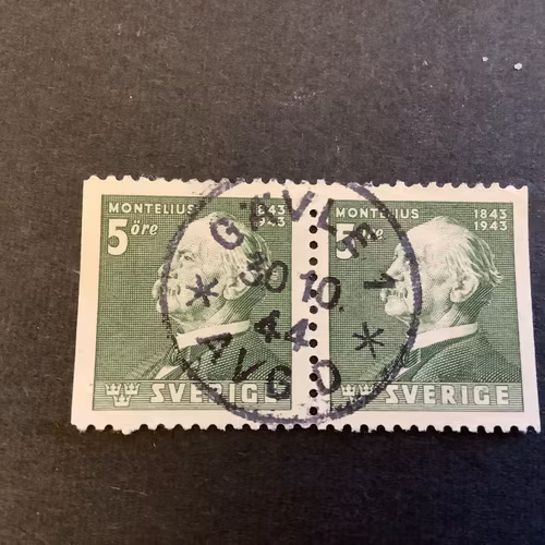 Montelius facit nr 349 BB praktstämplat par GÄVLE 1