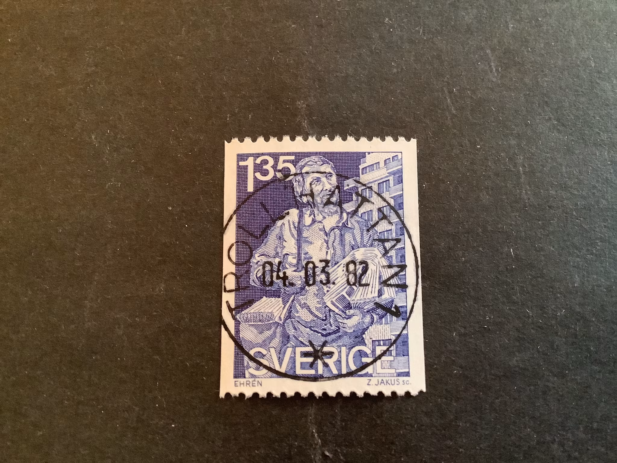 Tidningsdistrubitör facit nr 1202 lyxstämplat TROLLHÄTTAN 1