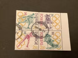 Olympiskt guld II facit nr 1722-1725 i stämplat 4-block