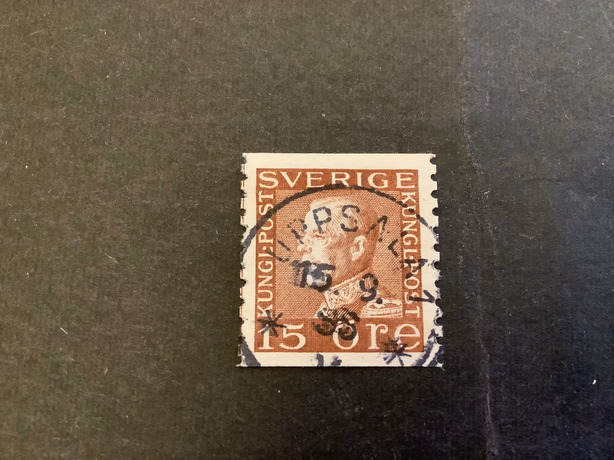 Gustaf V profil vänster facit nr 178 A med lödskarvslinje