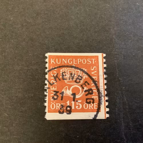 Postemblem facit nr 170 stämplat med lödskarvslinje