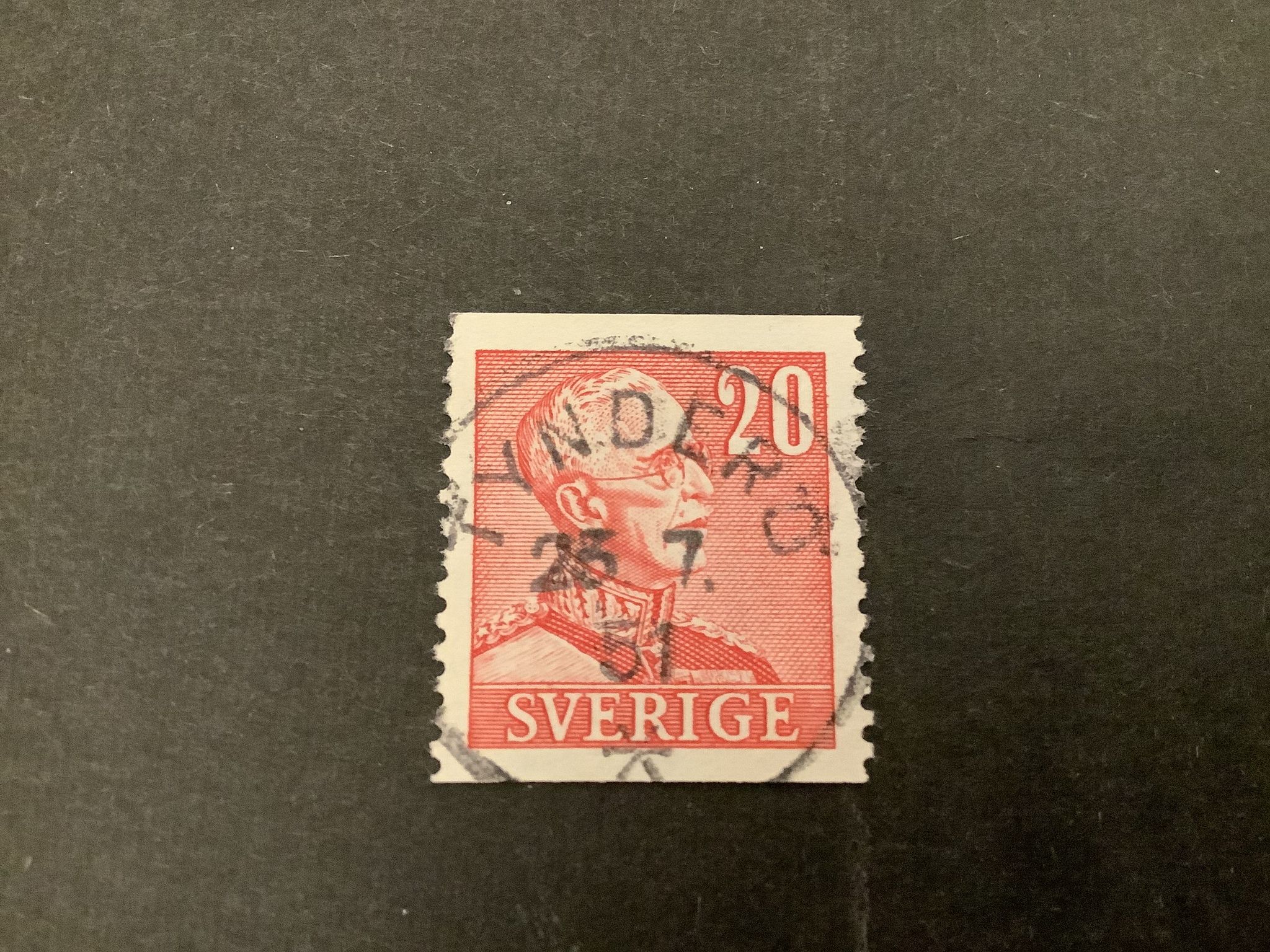 Gustaf V profil höger facit nr,276 A lyxstämplat TYNDERÖ