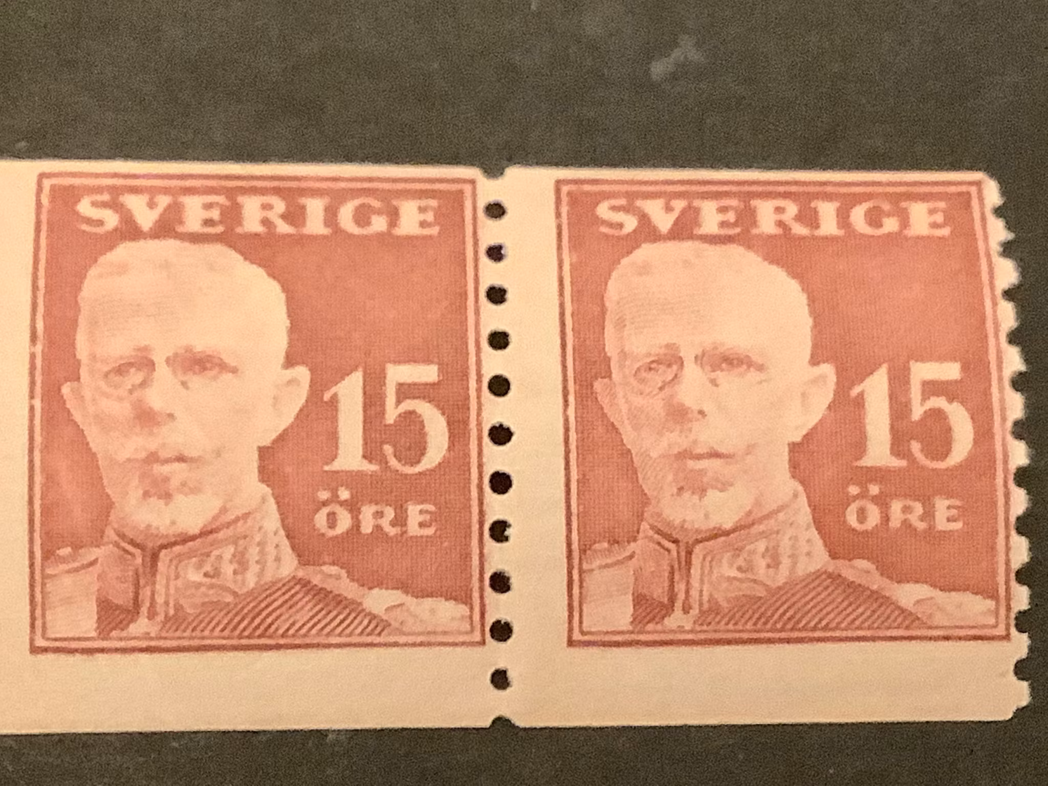 Gustaf en face facit nr 150 b postfriskt 4-strip med dubbelprägling