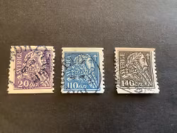 Gustaf Wasa facit nr 153-155 stämplad serie, billigaste nyans