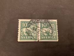 Stående lejon stämplat par med vm KPV, facit nr 144 A bz