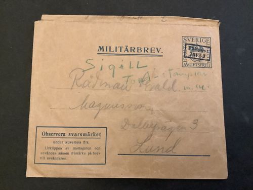 Militärbrev med försöksstämpel 751 53