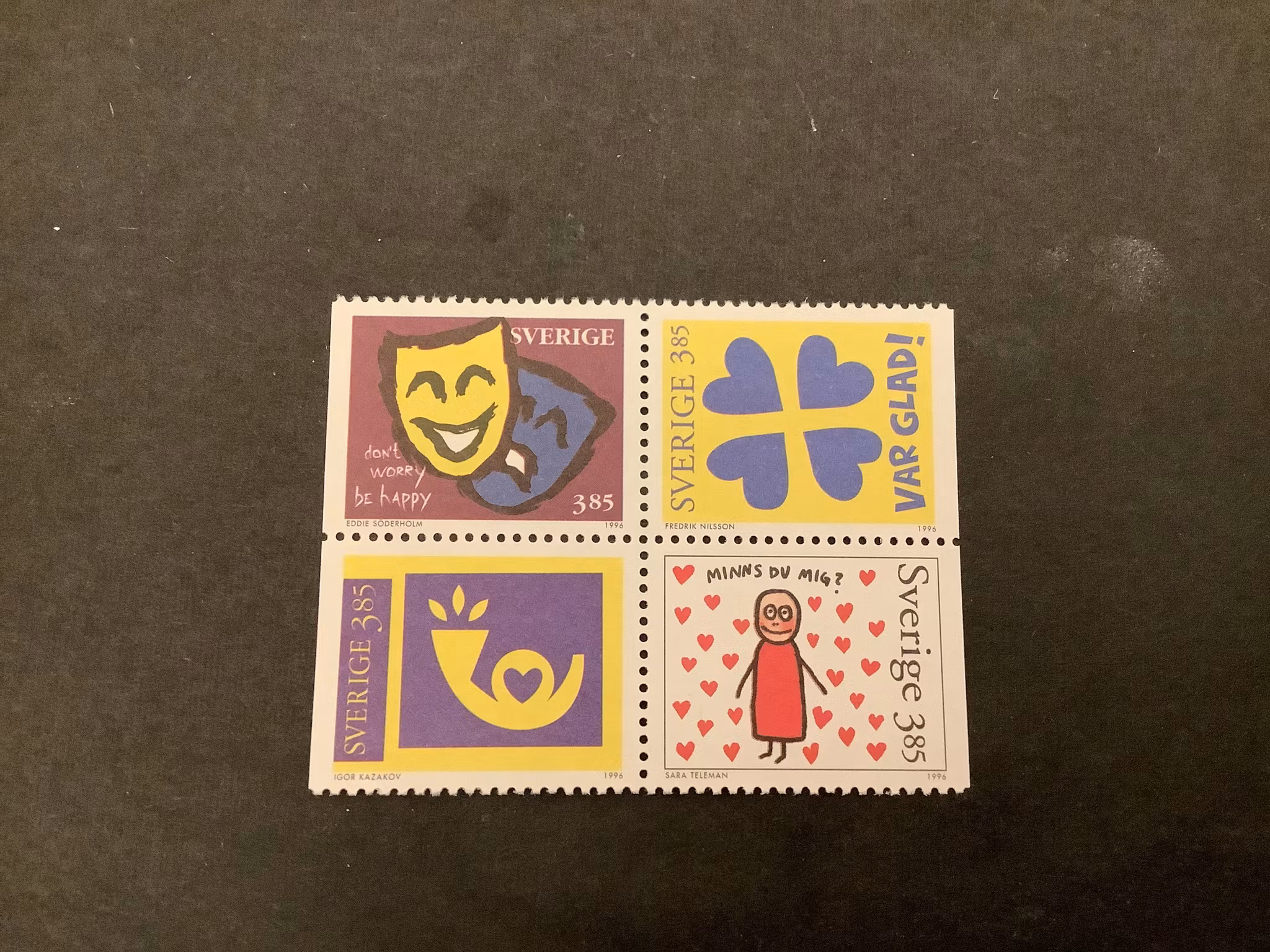 Hälsningsfrimärken V facit nr 1968-1971 postfriskt block