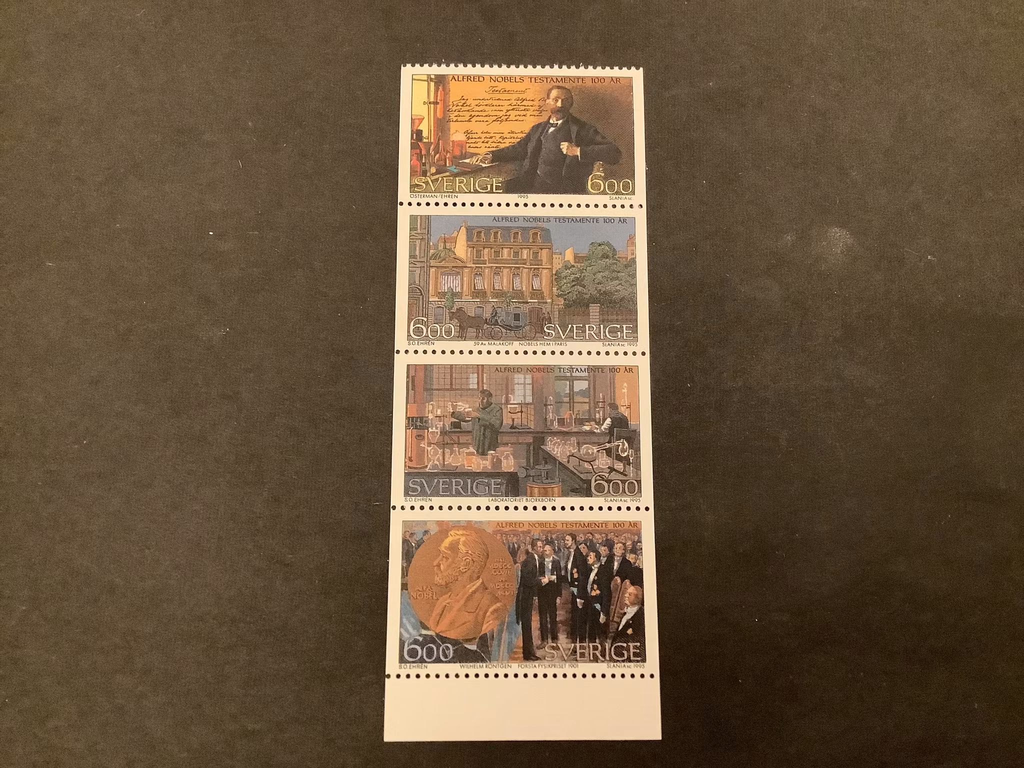 Alfred Nobels testamente 100 år facit nr 1934-1937 postfriskt block