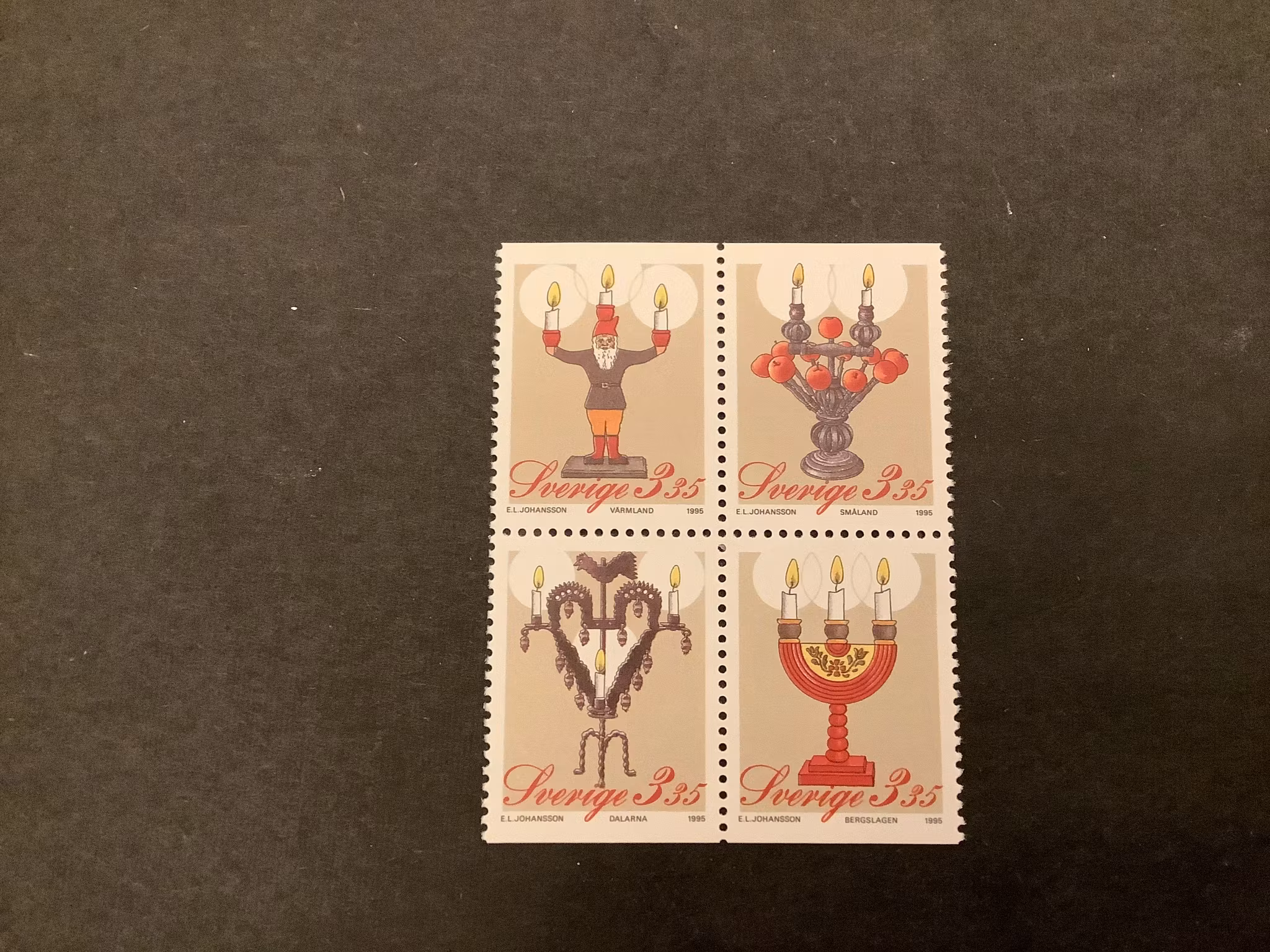 Inrikes julpost 1995 facit nr 1930-1933 postfriskt 4-block