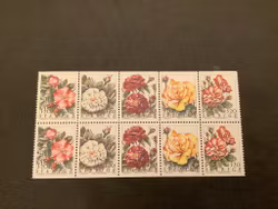 Rosor facit nr 1842-1846 postfriskt block