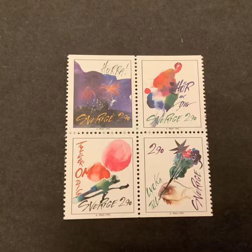 Hälsningsfrimärken II facit nr 1802-1805 postfriskt block
