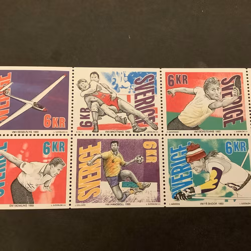 Sportmästerskap facit nr 1778-1783 postfriskt block