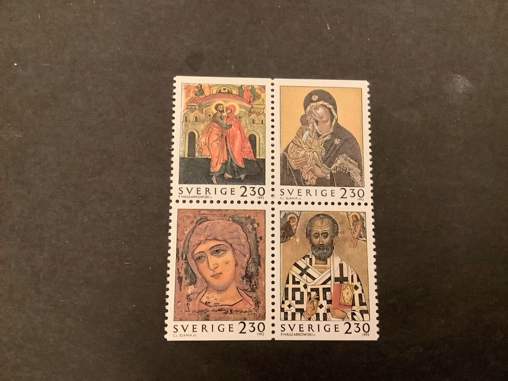 Inrikes julpost 1992 facit nr 1765-1768 postfriskt block