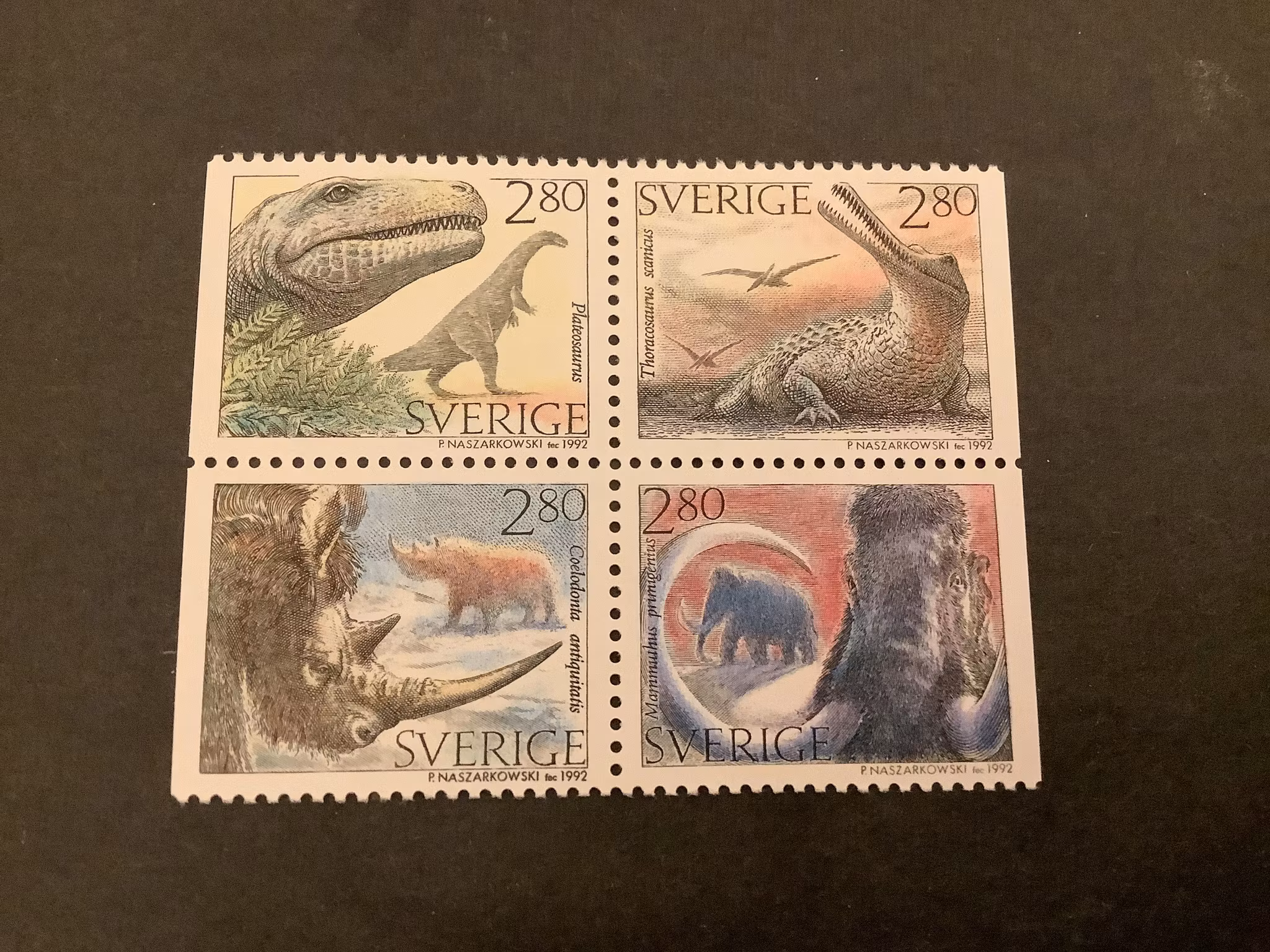 Förhistoriska djur facit nr 1755-1758 postfriskt block