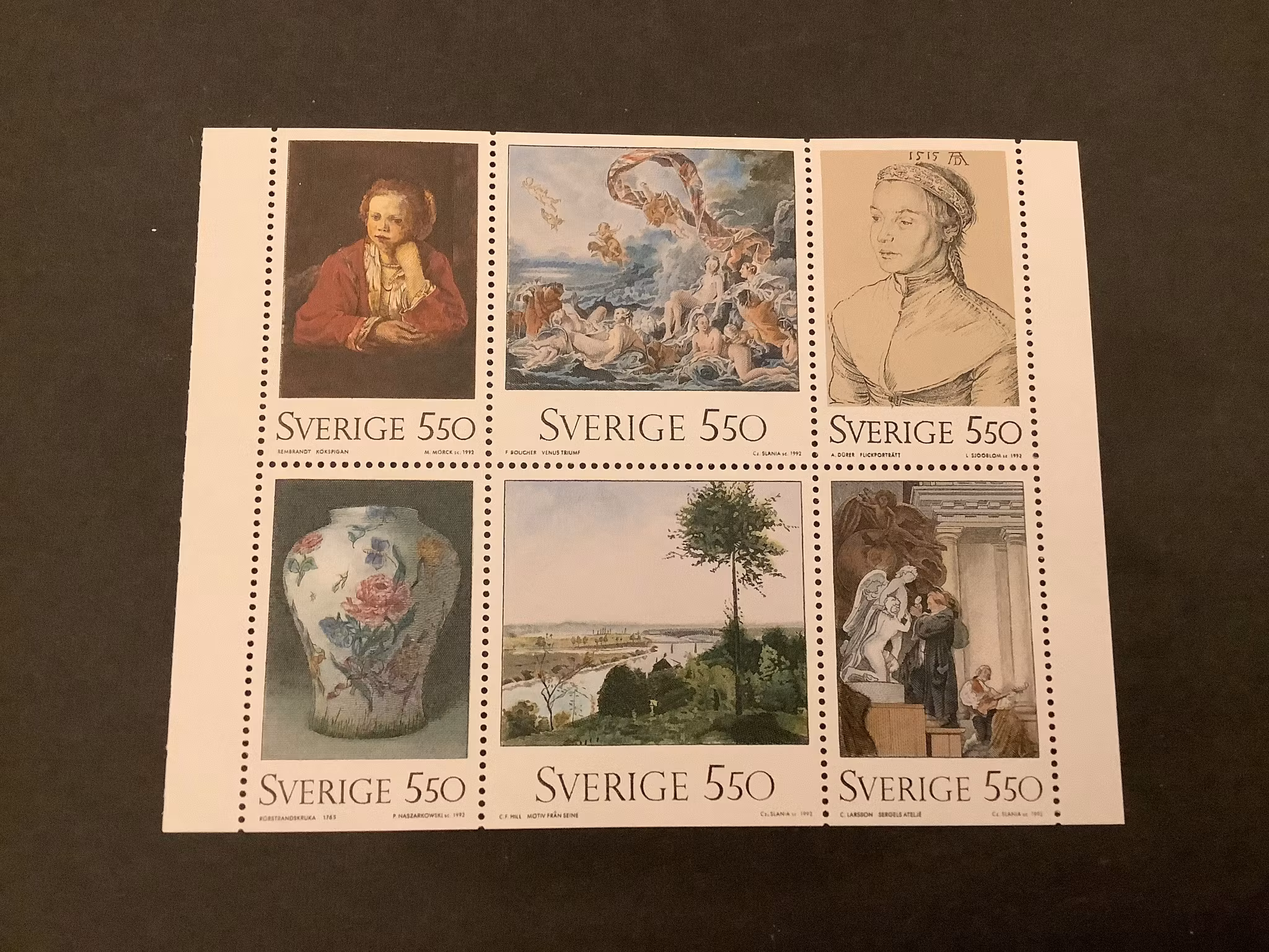Nationalmuseum 200 år facit nr 1749-1754 postfriskt block