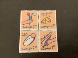 Hälsningsfrimärken I facit nr 1743-1746 postfriskt block