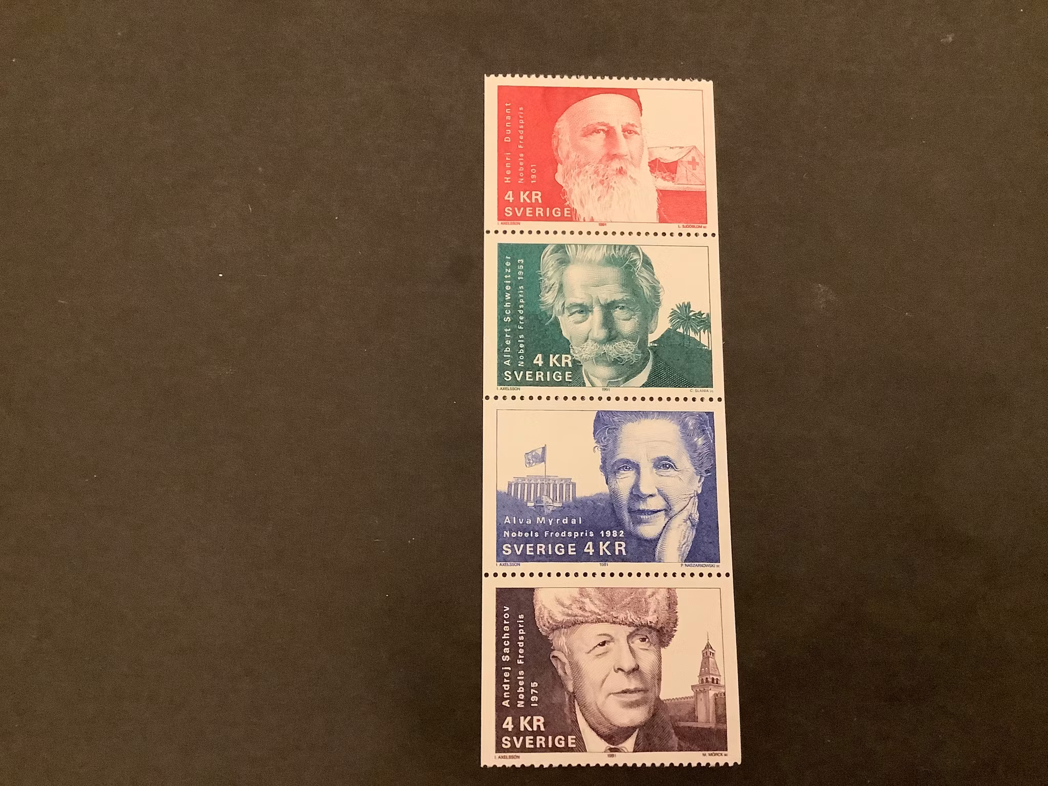 Nobelpristagare fred facit nr 1708-1711 postfriskt block