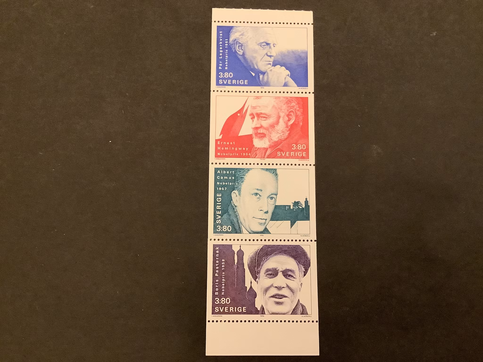 Nobelpristagare litteratur facit nr 1656-1659 i  postfriskt block
